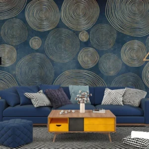 Muranova Cosmos - Lacivert & Altın Geometrik Duvar Kağıdı - Görsel 4