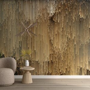 Muranova Dijital Sanat – Altın Efektli Modern Pixel Yağmur Duvar Kağıdı - Görsel 3